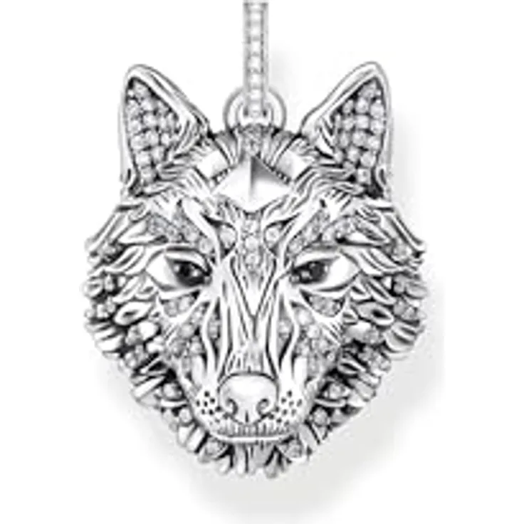 THOMAS SABO Kettenanhänger Wolfs-Gesicht-Optik, mit Zirkonia (synth), Statement für Stärke und Unabhängigkeit