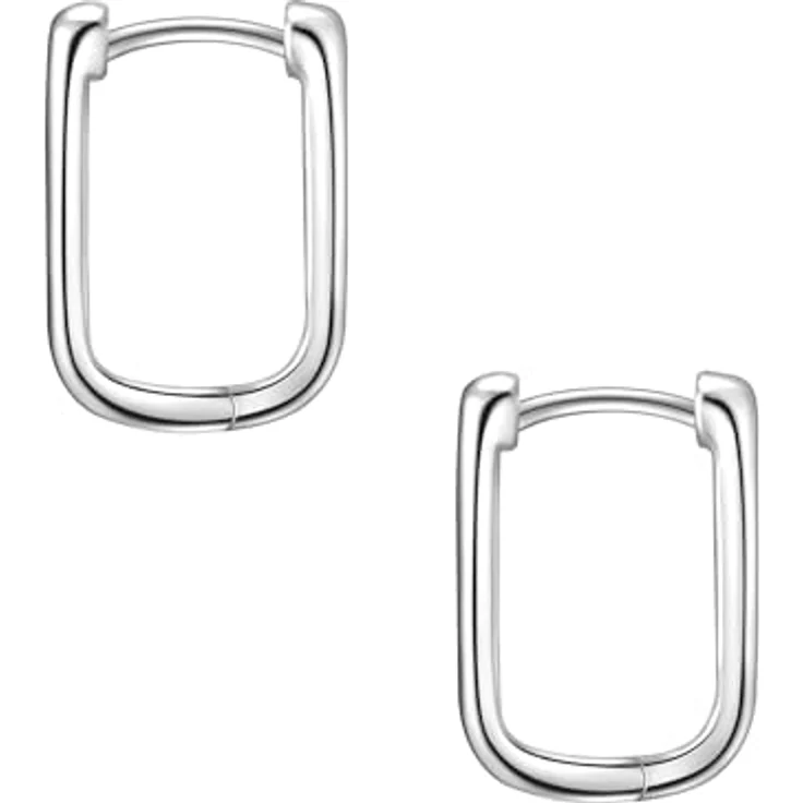 Glanzstücke München Damen Creolen Eckig aus 925/- Sterling Silber rosévergoldet, moderne Rechteckohrringe mit Klappverschluss, 14,4 mm Höhe – Bild 3
