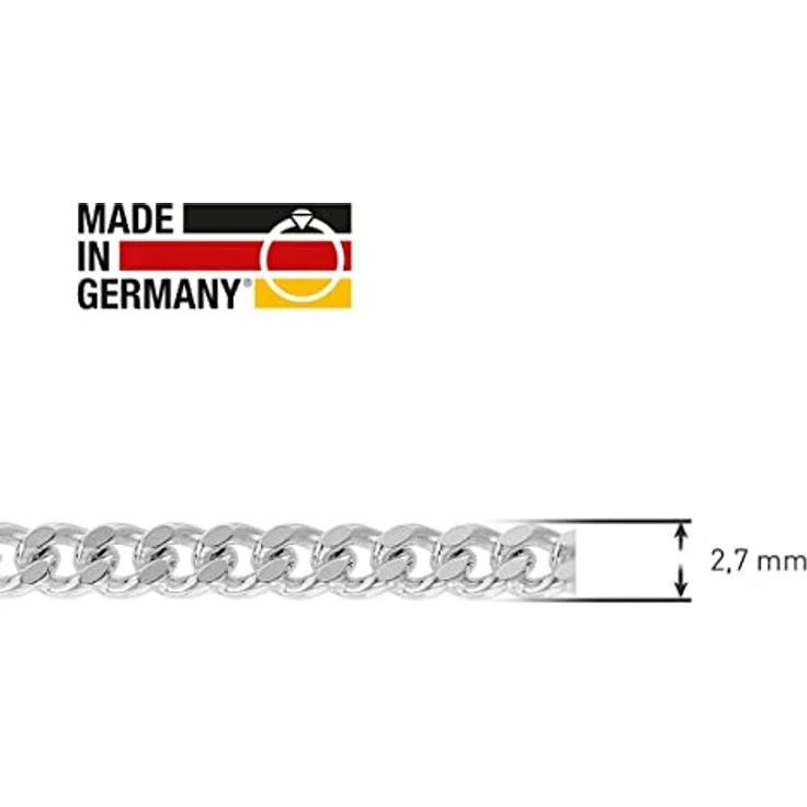 trendor Herren Halskette 925 Silber Flachpanzerkette 2,7 mm breit, modischer Halsschmuck aus echtem Sterlingsilber, 45 cm, Made in Germany, Geschenkidee – Bild 5