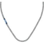 Maserati Herren Halskette JEWELS Kollektion, Edelstahl mit Diamanten, Blau PVD, 50cm, Karabinerverschluss