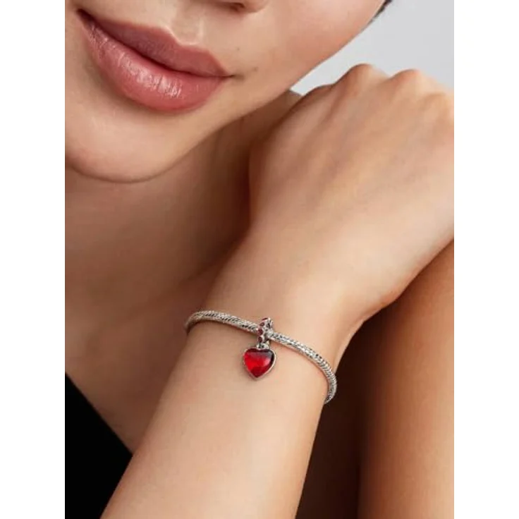 PANDORA Moments Rotes Murano-Glas Herz Doppel-Charm-Anhänger aus Sterling Silber mit künstlichem Kristall und Gravur „YOU ARE MY SOULMATE“, kompatibel mit ME und Moments, 794429C01 – Bild 4