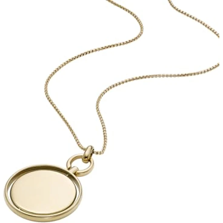 Fossil Goldfarbene Edelstahlkette mit Karabinerverschluss, Runde Halskette mit Anhängern, poliertes Finish – Bild 4