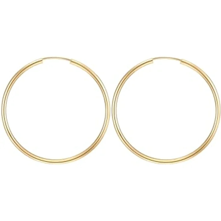 Rafaela Donata Damen-Creolen 925 Sterling Silber, 40mm rund, gelbvergoldet, Basic Ohrringe für Damen mit Steckverschluss – Bild 3