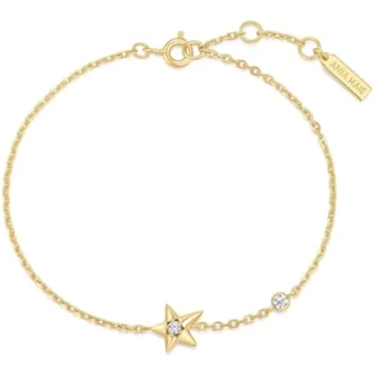 ANIA HAIE Damen Armband MELODIC POET Sparkling Star, 925 Sterling Silber 14k vergoldet, Stern-Anhänger mit Zirkonia, 16,5 cm + 2 cm Verlängerung, inkl. Geschenkverpackung – Bild 2