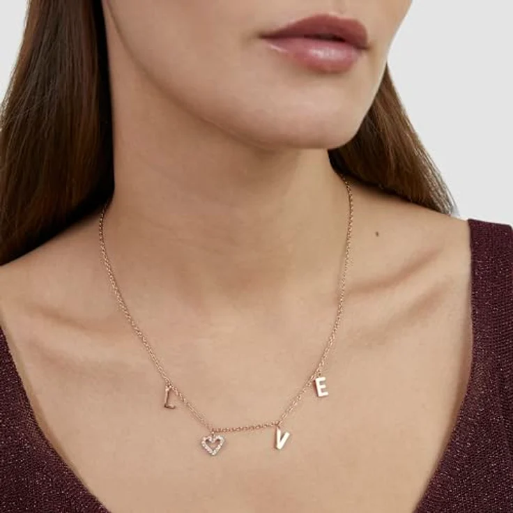 s.Oliver Necklace - Elegante Halskette aus poliertem Edelstahl in IP Roségold - Rolokette 47 cm - wasserfest & hautfreundlich – Bild 2
