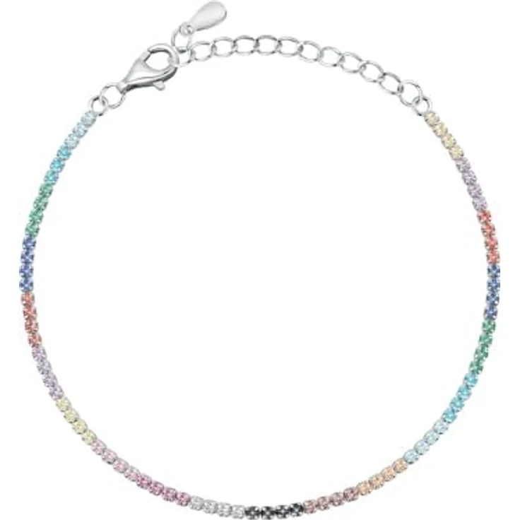 CHRIST Tennisarmband 89086345, mehrfarbiges Armband mit bunten Zirkonia, 925er Silber Fassung und Karabinerhakenverschluss – Bild 1