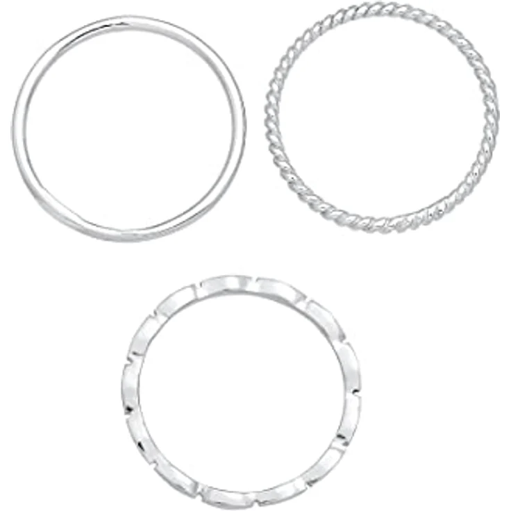 Elli Ring Damen Band Stacking Trio, Basic Minimal Zeitlos aus 925 Sterling Silber, Handgefertigt, Anlaufgeschützt – Bild 3