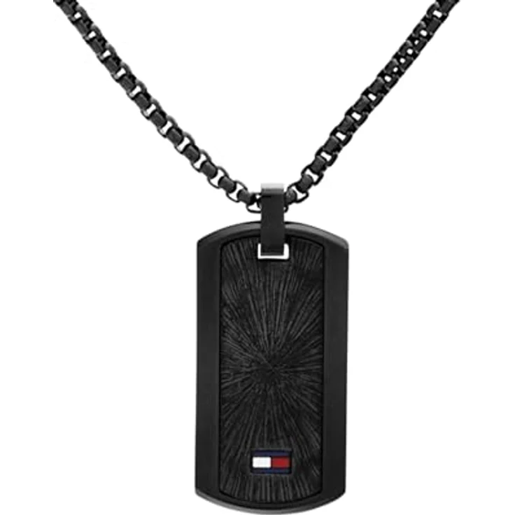 Tommy Hilfiger Jewelry Herren-Halskette aus schwarzem Edelstahl mit gravierter Plakette und Karabinerverschluss - 2790629 – Bild 2