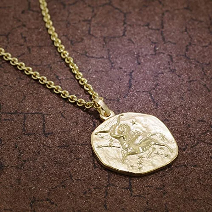trendor Schütze Sternzeichen Herrenkette, goldplattierter Silberanhänger Ø 20 mm, 50 cm Rundanker-Kette, zeitloser Halsschmuck für Herren, Geschenkidee – Bild 3