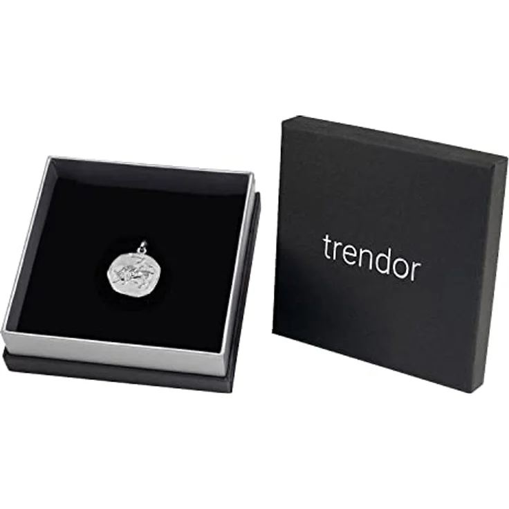 trendor Sternzeichen Stier Kettenanhänger 925 Silber, rund 20 mm, poliertes Motiv auf mattiertem Hintergrund, in Geschenkverpackung – Bild 4