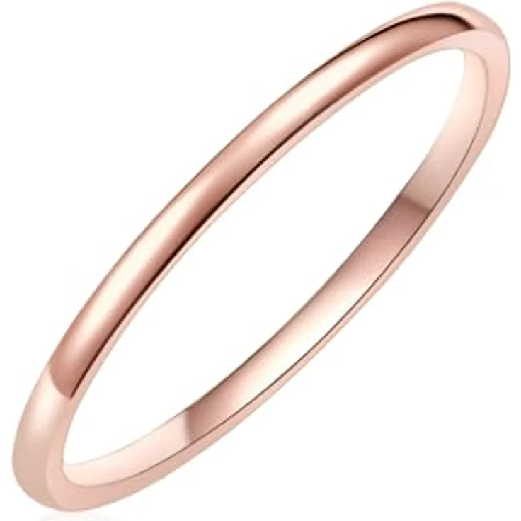 GLANZSTÜCKE MÜNCHEN Damen-Ring 925/- Sterling Silber, rosévergoldet, schmaler Stapelring, 1,4 mm – Bild 3
