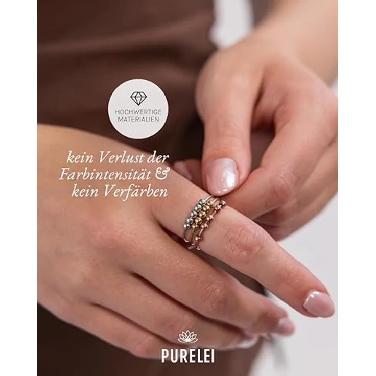 Purelei Fingerring Shade Anxiety, individueller Anti-Stress-Ring mit 7 beweglichen Kugeln, Gold 14K vergoldet – Bild 5