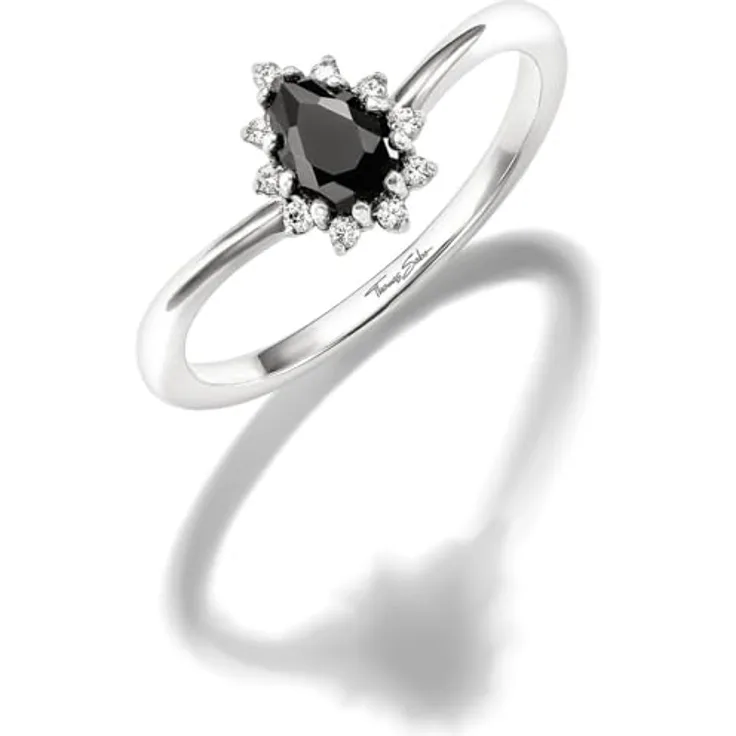 THOMAS SABO Damenring 925er Silber mit Zirkonia, Größe 56, Schwarz