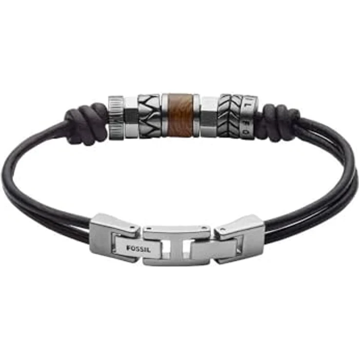 Fossil Herrenarmband aus Edelstahl, silbernes Armband mit Faltverschluss, Länge 20 + 1,5 cm – Bild 4