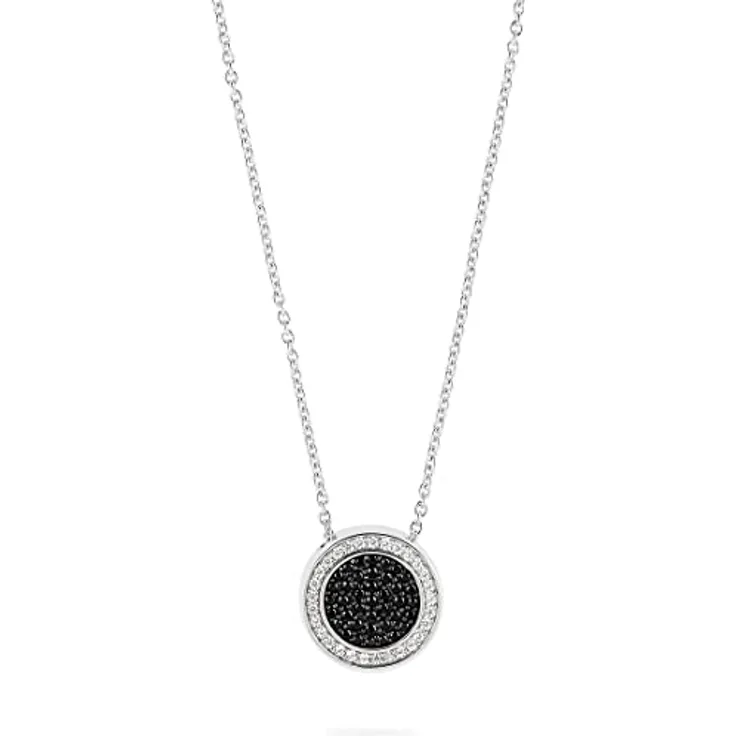 JETTE Damen-Halskette 925er Silber mit 29 Zirkonia, 48 cm Länge, Anhänger 1,5 cm
