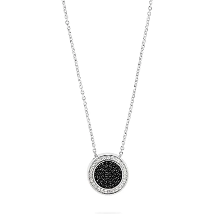 JETTE Damen-Halskette 925er Silber mit 29 Zirkonia, 48 cm Länge, Anhänger 1,5 cm – Bild 1