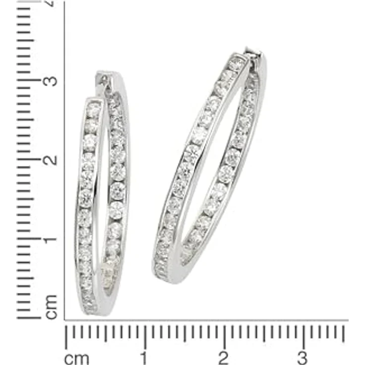 Celesta Klappcreole Ohrringe 925 Sterling Silber mit 62 weißen Zirkoniasteinen, Damen-Ohrschmuck im Geschenketui – Bild 5