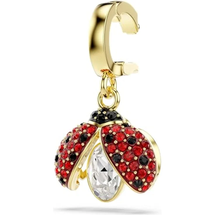 Swarovski Kettenanhänger Marienkäfer-Charm, vergoldetes Metall mit 1 beweglichem Swarovski-Kristall in Rot und Schwarz – Bild 3