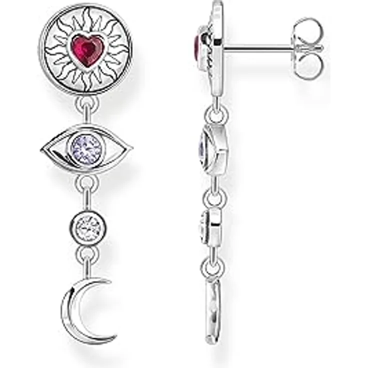 THOMAS SABO Ohrring kosmische Talismane, geschwärztes 925 Sterlingsilber mit bunten Steinen