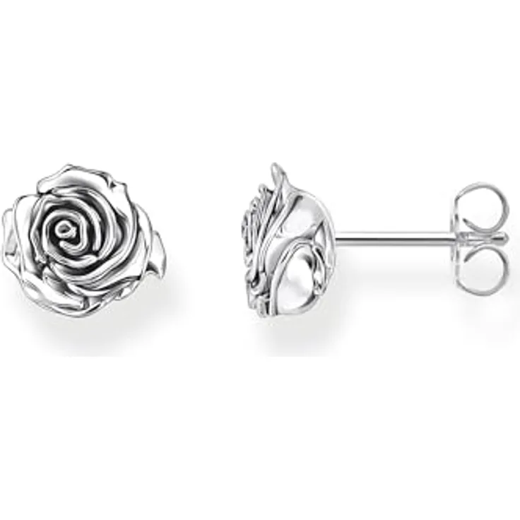 THOMAS SABO Paar Ohrstecker Midnight Rose, geschwärztes Silber 925 in Rosendesign