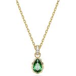 Swarovski Chroma Halskette, Grüne und Vergoldete Damenhalskette mit Strahlendem Tropfen-Anhänger und Klaren Kristallen