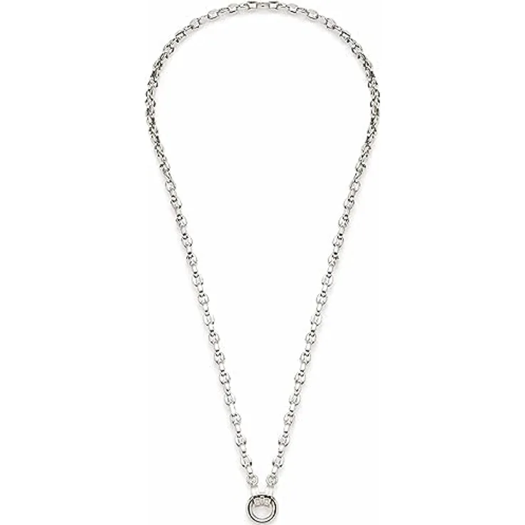 JEWELS BY LEONARDO Clip & Mix Romea Halskette, silberfarbener Edelstahl mit Bohnen-Kettengliedern, 50 cm Länge, individuell erweiterbar, Geschenk Schmuck Damen