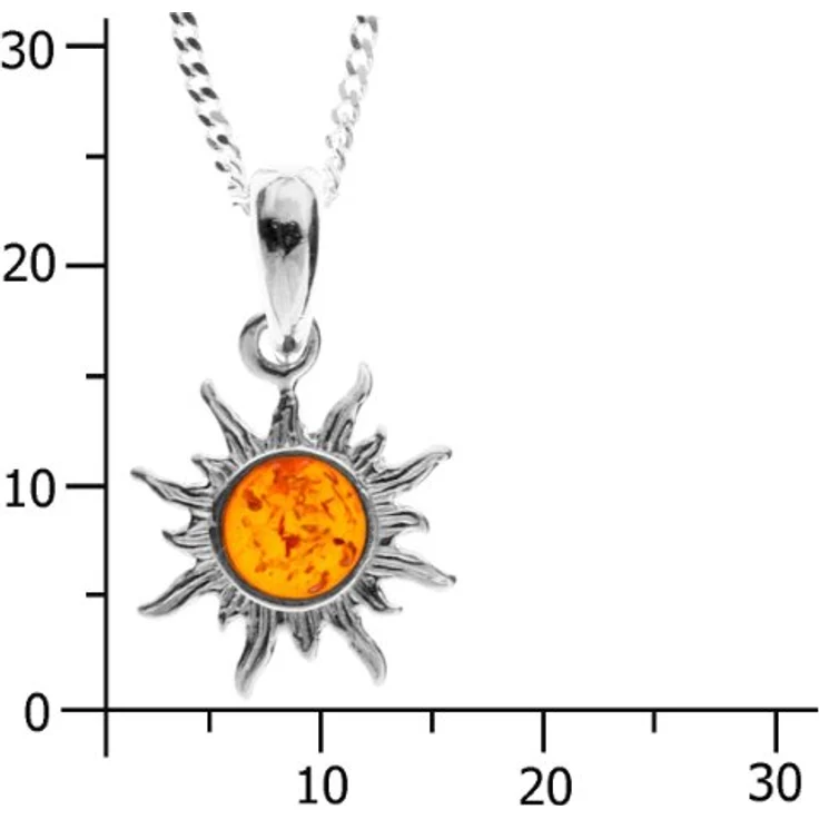 InCollections Damen-Halskette Sonne, 925 Sterling Silber mit gelbem Bernstein, 42 cm – Bild 4
