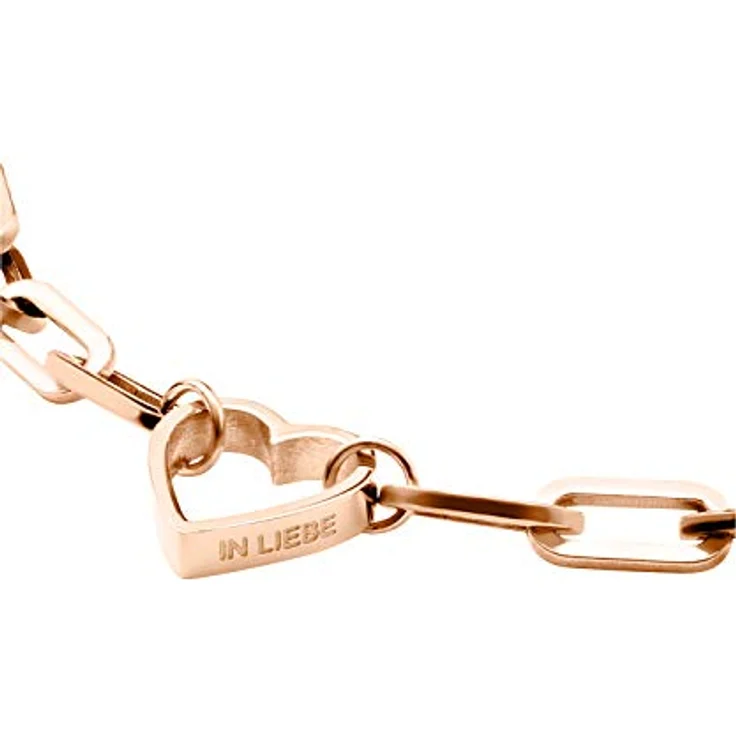 LIEBESKIND Berlin Herzarmband, Damen-Handkette aus roségold Edelstahl mit klaren Linien, zeitloses Design – Bild 2