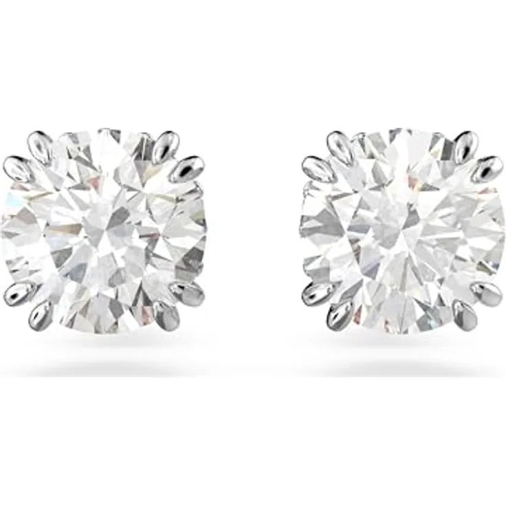 Swarovski Stilla Ohrringe, Rhodinierte Ohrstecker mit klaren Swarovski Kristallen und Pavé-Einfassung