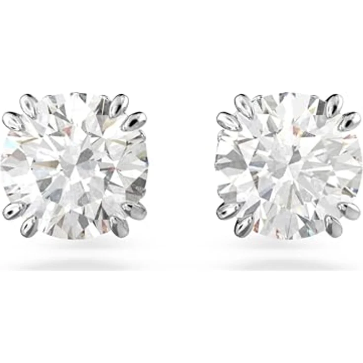 Swarovski Stilla Ohrringe, Rhodinierte Ohrstecker mit klaren Swarovski Kristallen und Pavé-Einfassung – Bild 1