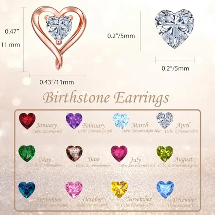 LAVUMO 925 Sterling Silber Herz Ohrstecker, 5A Zirkonia, hypoallergen, in Weißgold, Gold und Roségold – Bild 5