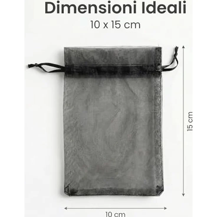 Naler Organzasäckchen Schwarz, 120 Stück, 10 x 15 cm, wiederverwendbare Organza Geschenktüten für Schmuck und Süßigkeiten – Bild 2