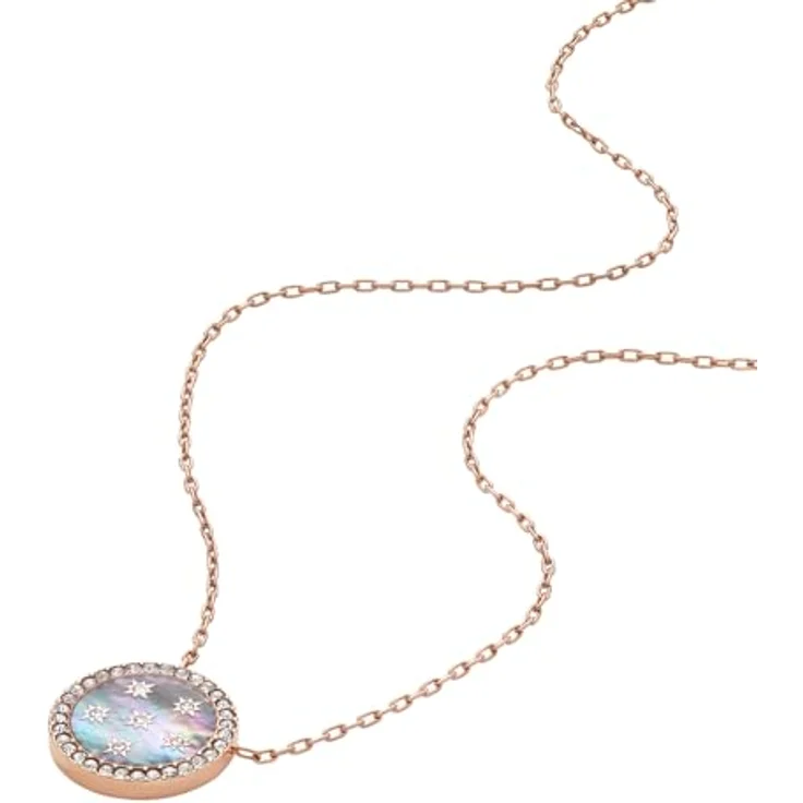 Fossil Merrit Damen Halskette, Roségoldfarbener Edelstahl mit poliertem Finish, 40,6 cm Länge – Bild 4