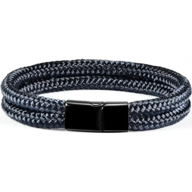 Galeara Noa Premio Segeltau Armband Geflochten, Dunkelblau-Schwarz mit Edelstahl Magnetverschluss, Damen Armband in verschiedenen Größen – Bild 3