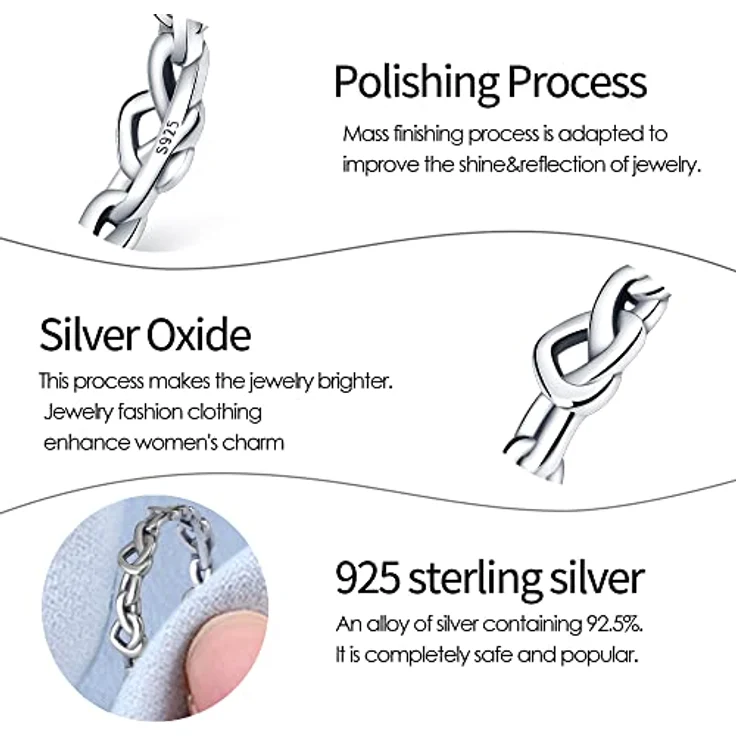 KUNSIR 925 Sterling Silber Damenring, Liebesknoten Ring mit Zirkonia, hypoallergen, klassisches Retro-Design, Schmuckgeschenk – Bild 2