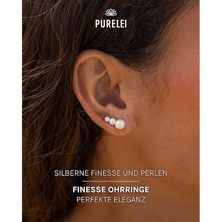 Purelei Finesse Ohrringe, Silber – Damenohrringe aus Edelstahl mit eleganten Perlen, wasserfest für individuelles Styling – Bild 2