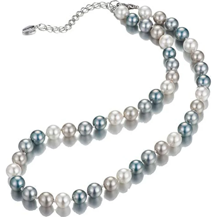 Bulinlin Damen Muschel Perlenkette Boho Choker Halskette aus umweltsicheren Materialien, 8mm in Grey Blue, mit Geschenkbox – Bild 3