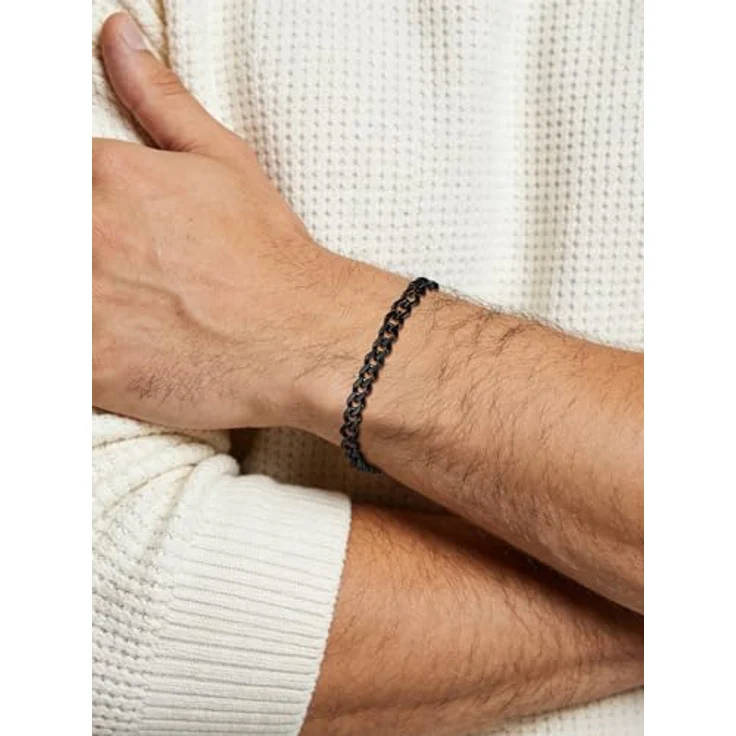 FindChic Herren Armband Schwarz 5MM, Edelstahl kubanische Armkette, 19cm Länge, Geschenkbox – Bild 4