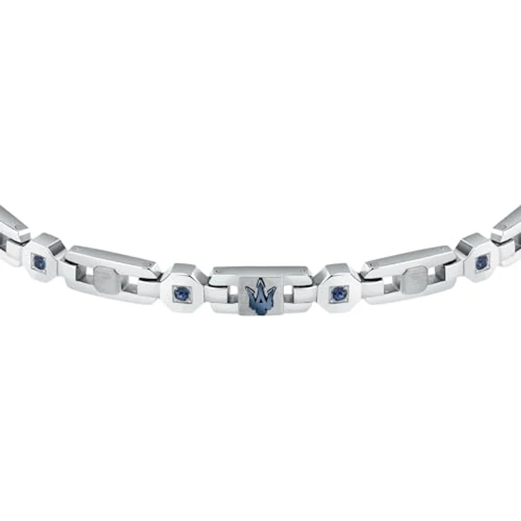 Maserati Herrenarmband Iconic Collection JM423AVD15, Edelstahl mit blauen Kristallen und IP-Dreizack, 18+3,5 cm – Bild 2