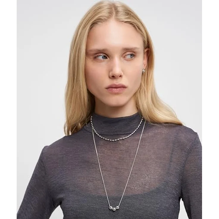 Liebeskind Berlin Damen Halskette LJ-1714-N-42, Edelstahl IP Rhodium, 42 cm Schlangenkette mit Sliderverschluss – Bild 4