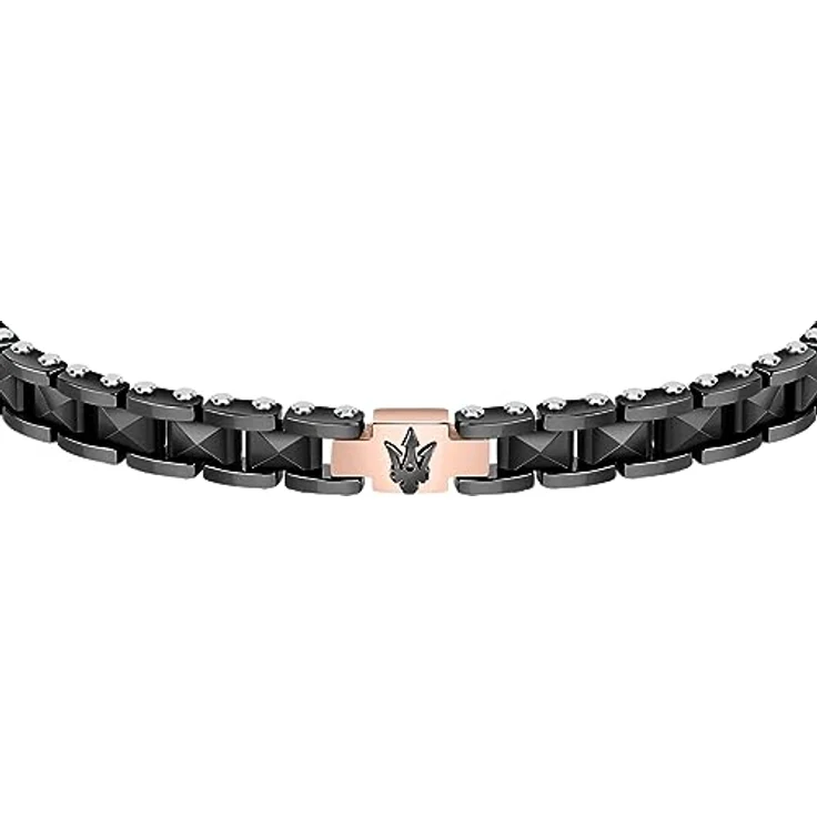 Maserati Ceramic Herren Armband, Edelstahl und Keramik, IP schwarz und IP RG, 21,5 cm, mit Clip-Verschluss - JM422ATZ13 – Bild 2