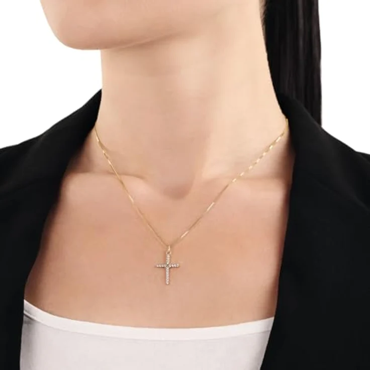 Amor Damen Kettenanhänger "Kreuz", 25 mm, mit synthetischen Zirkonia, Gold, in Schmuck Geschenk Box – Bild 2