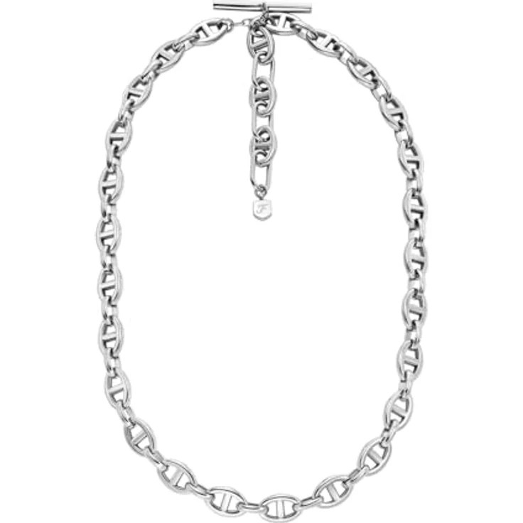 Fossil Heritage JA7242040 Damen-Halskette aus silberfarbenem Edelstahl, Länge 406 mm + 50 mm, 8,2 mm breit, poliertes Finish – Bild 1