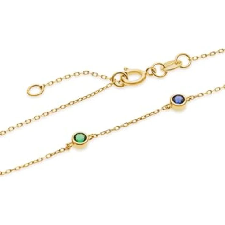 FAVS Damen-Armband 375er Gelbgold mit 5 bunten Zirkonia und Federringverschluss – Bild 2
