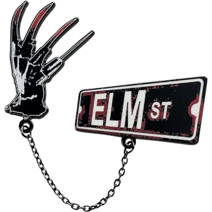 FaNaTtik A Nightmare on Elm Street Pin Badge Set, Limited Edition mit 2 nummerierten Emaille-Pins und Metallkette, offizielles Freddy Krueger Collectible