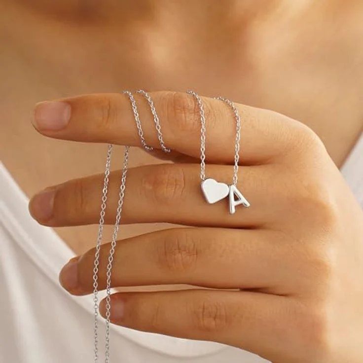 TINGN Silber Kette mit Buchstaben N und Herzanhänger, 40 cm lang mit 6 cm Verlängerung für Teenager Mädchen, perfektes Geburtstagsgeschenk für 11-17-jährige – Bild 5