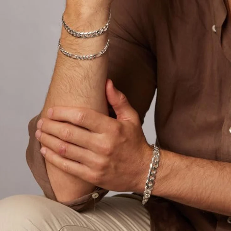trendor Armband für Männer Silber 925 Flachpanzer 4,7 mm breit, 21 cm, hochwertiges Echt-Silber, eleganter Schmuck für Herren – Bild 3