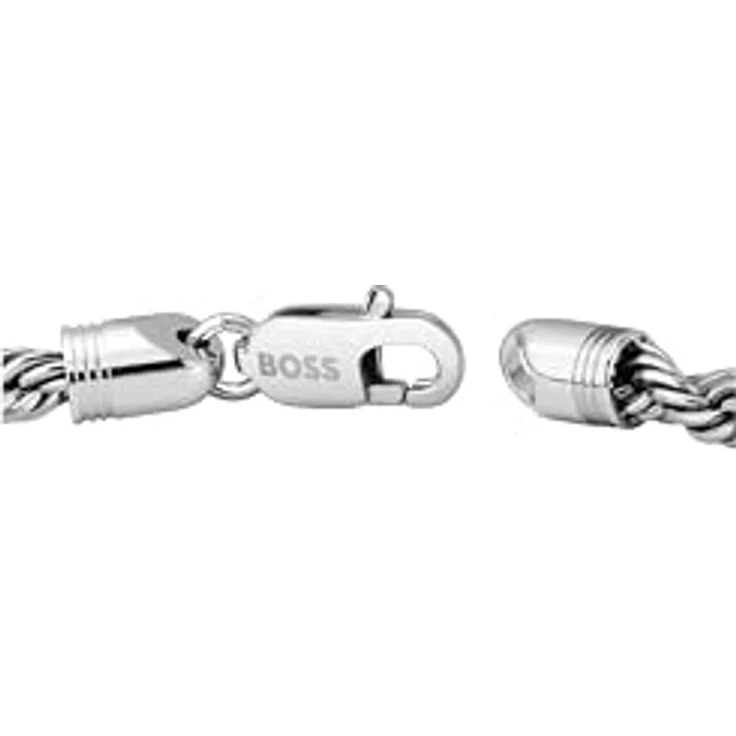 BOSS MYLES Herren Gliederarmband aus hypoallergenem Edelstahl, 19 cm, Seilgeflecht mit Dreistreifen-Detail und Karabinerverschluss – Bild 2