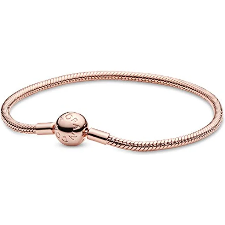 PANDORA Schlangen-Gliederarmband, 14 Karat rosévergoldete Metalllegierung aus der Moments Collection, 18 cm, Roségold