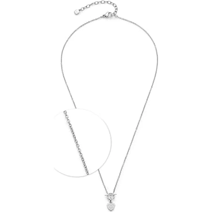 JEWELS BY LEONARDO Ciao Noemi, Halskette aus silberfarbenem Edelstahl mit Herzanhänger und Zirkoniasteinen, 42-47 cm, Geschenk für Frauen, 025736 – Bild 1